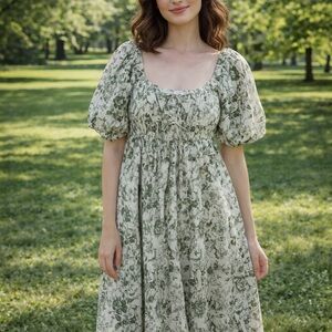 AUREUM New Green Floral Midi Dress